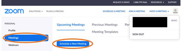 Schedule a Meeting in Zoom